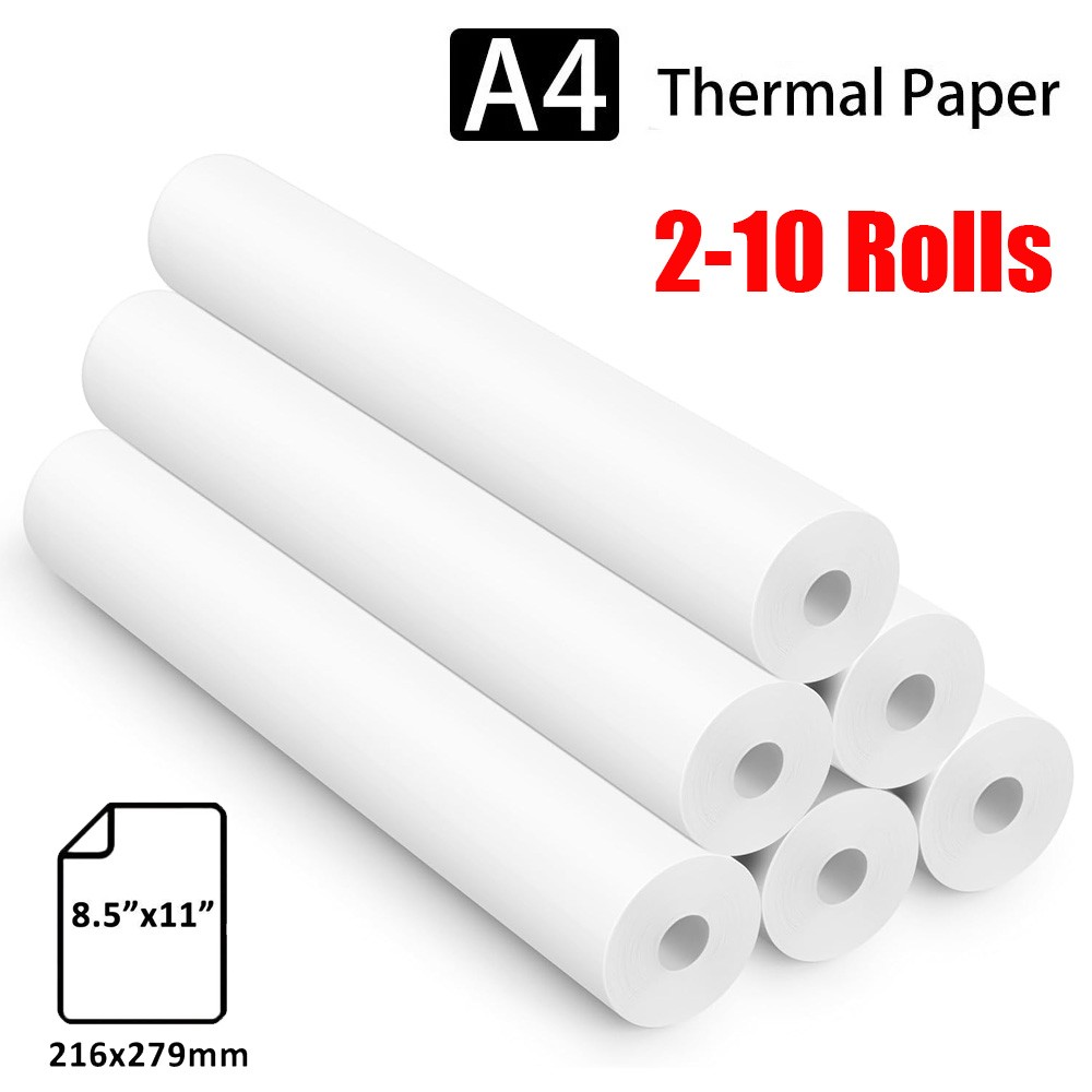 2-10 Rolls 8.5×11 Letter Thermal Paper Inkless for Travel Office Student