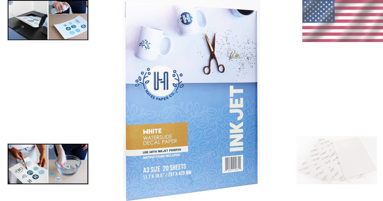 White Waterslide Transfer Paper – Inkjet Printer Compatible