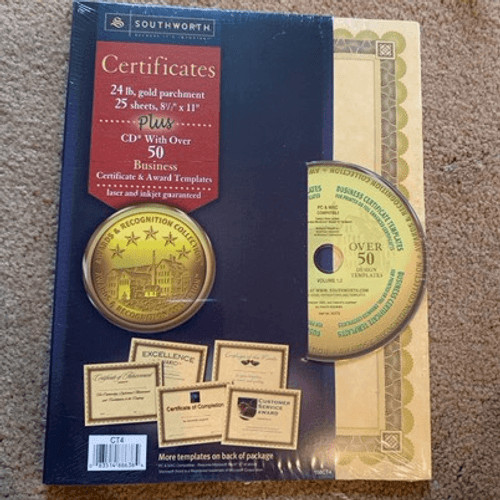 Southworth Certificates Parchment Paper With CD Business Certificates Awards NEW