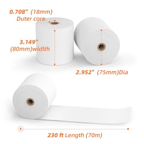 15 Rolls 3 1/8 x 230 Thermal Paper Receipt Rolls 55 GSM Premium Quality Thick