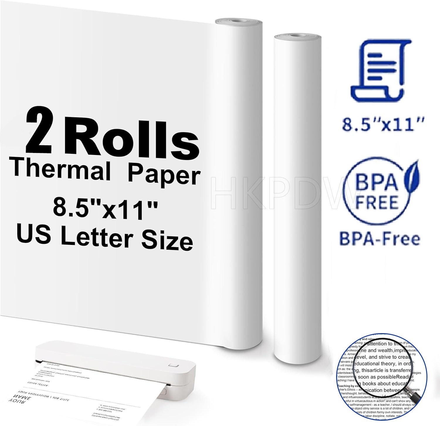 2 Rolls A4 Thermal Printer Paper 8.5×11″ for M08F M832 M834 Portable Printer US