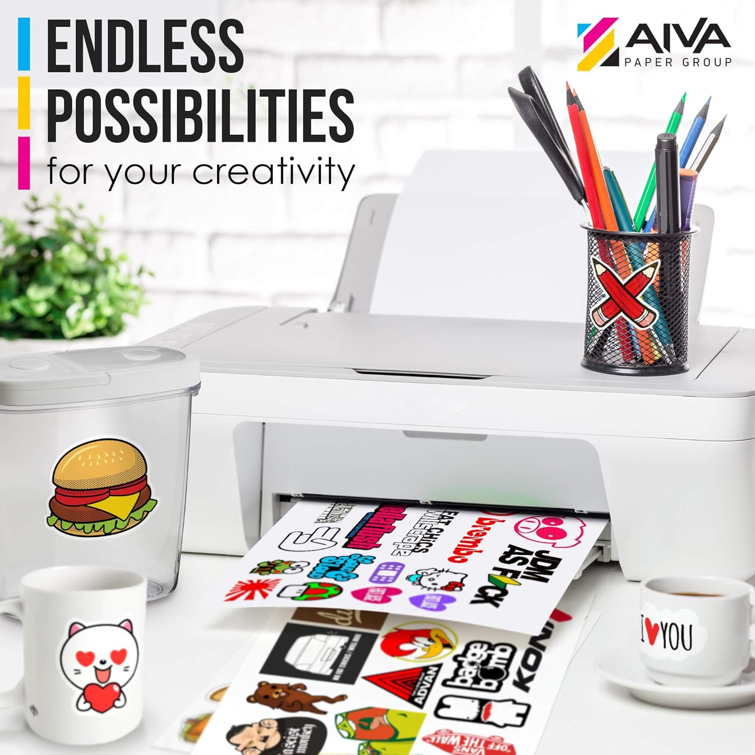 Papel adhesivo de vinilo imprimible para impresora de inyección de tinta – Blanc