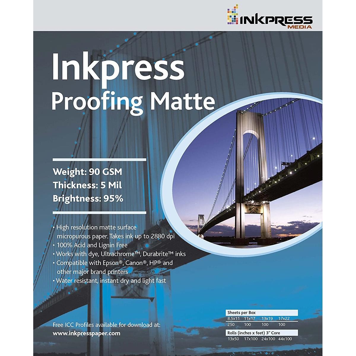 Inkpress Proofing Matte Single Sided Bright Alpha Cellulose Photograde Inkjet Pa