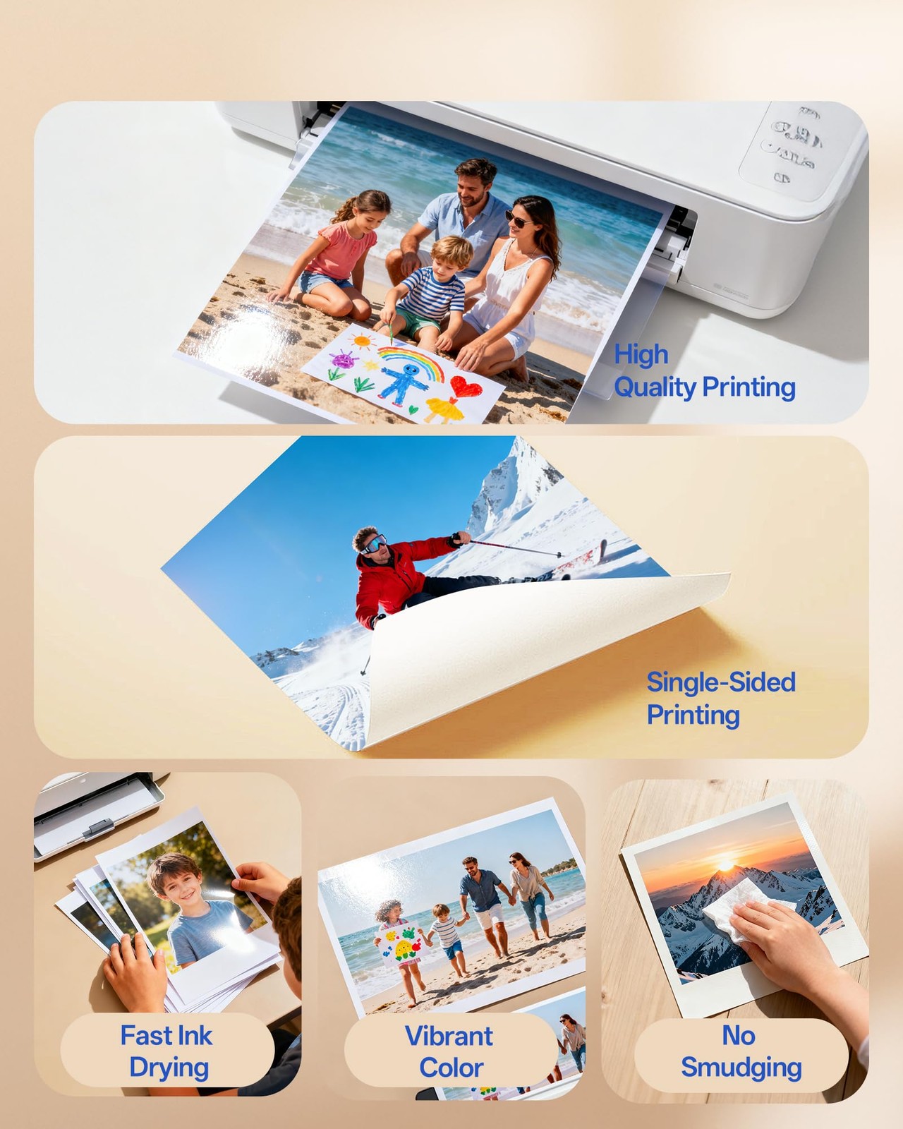 220 Sheets Thin Glossy Photo Paper 120gsm, 8.5×11 Inches Single Side Inkjet P…