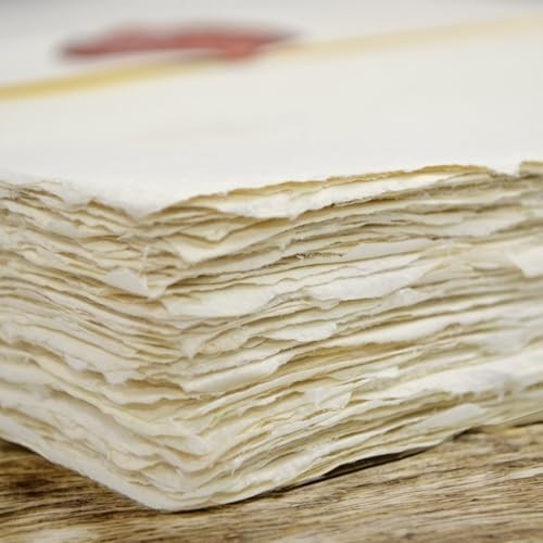 100% Cotton Vintage Deckle-Edge Handmade Printer Paper, 8.5×11″, Off-White, 100