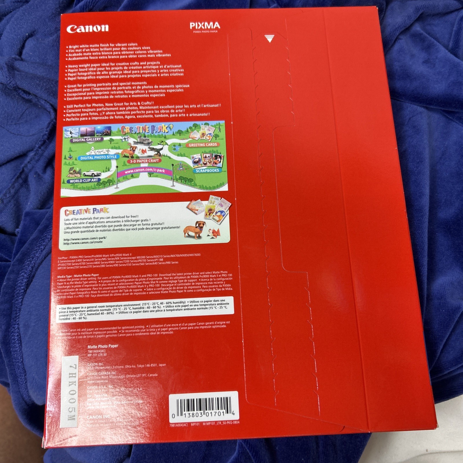 Canon Matte Photo Inkjet Paper, 8.5 mil., 8.5×11″, 50 Sheets