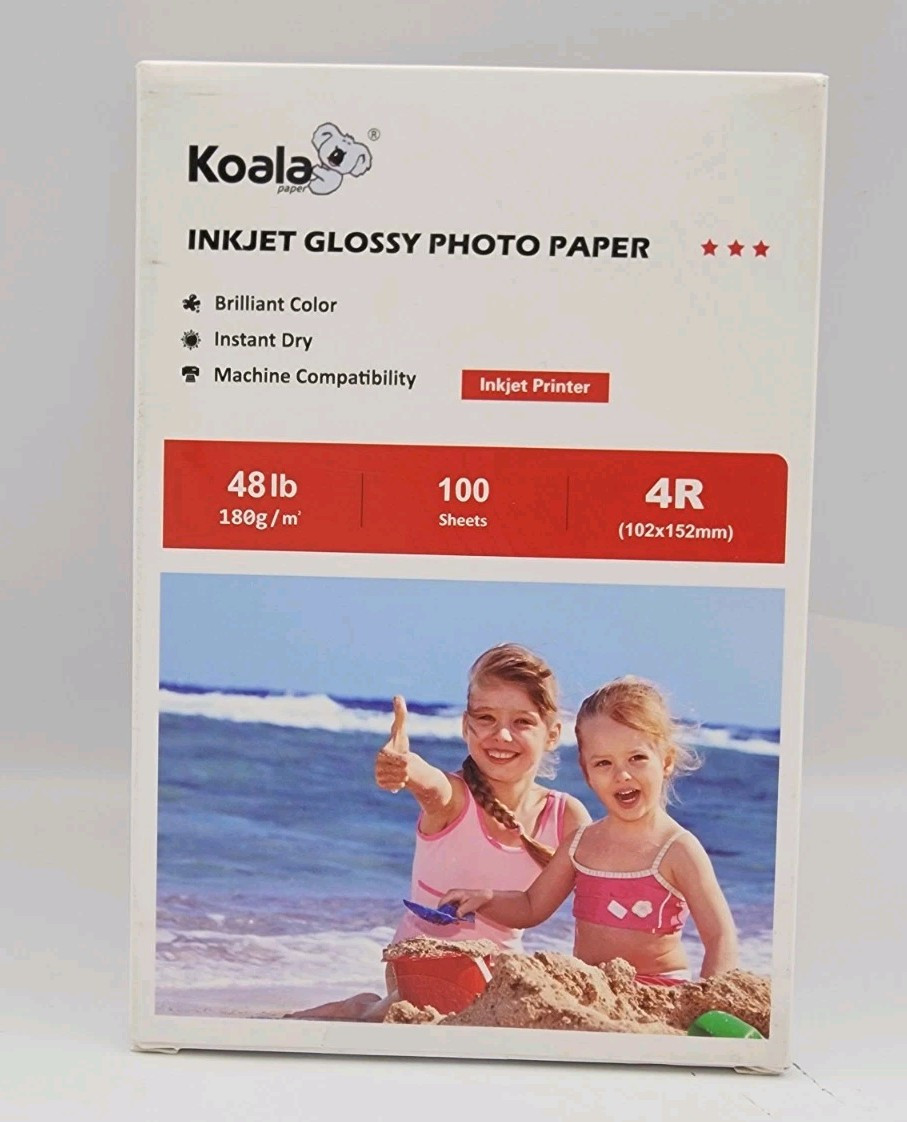 Koala Inkjet 4″x6″ Glossy Photo Paper 100 Sheets for Printer G180-4R