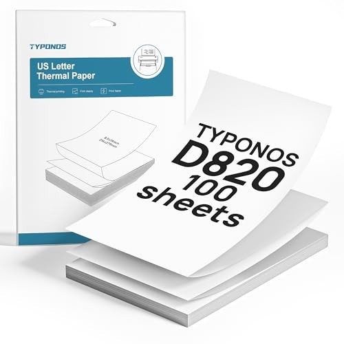 Continuous Thermal Printer Paper 8.5×11″ – 100 Sheets, US Letter Size, D820 Comp