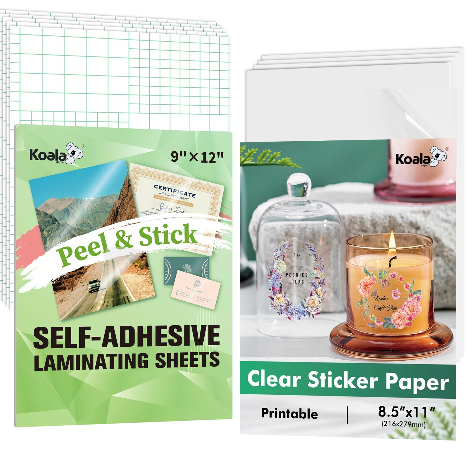 KIT Koala 100% Clear Sticker Paper for Inkjet + Self-Adhesive Laminating Sheets