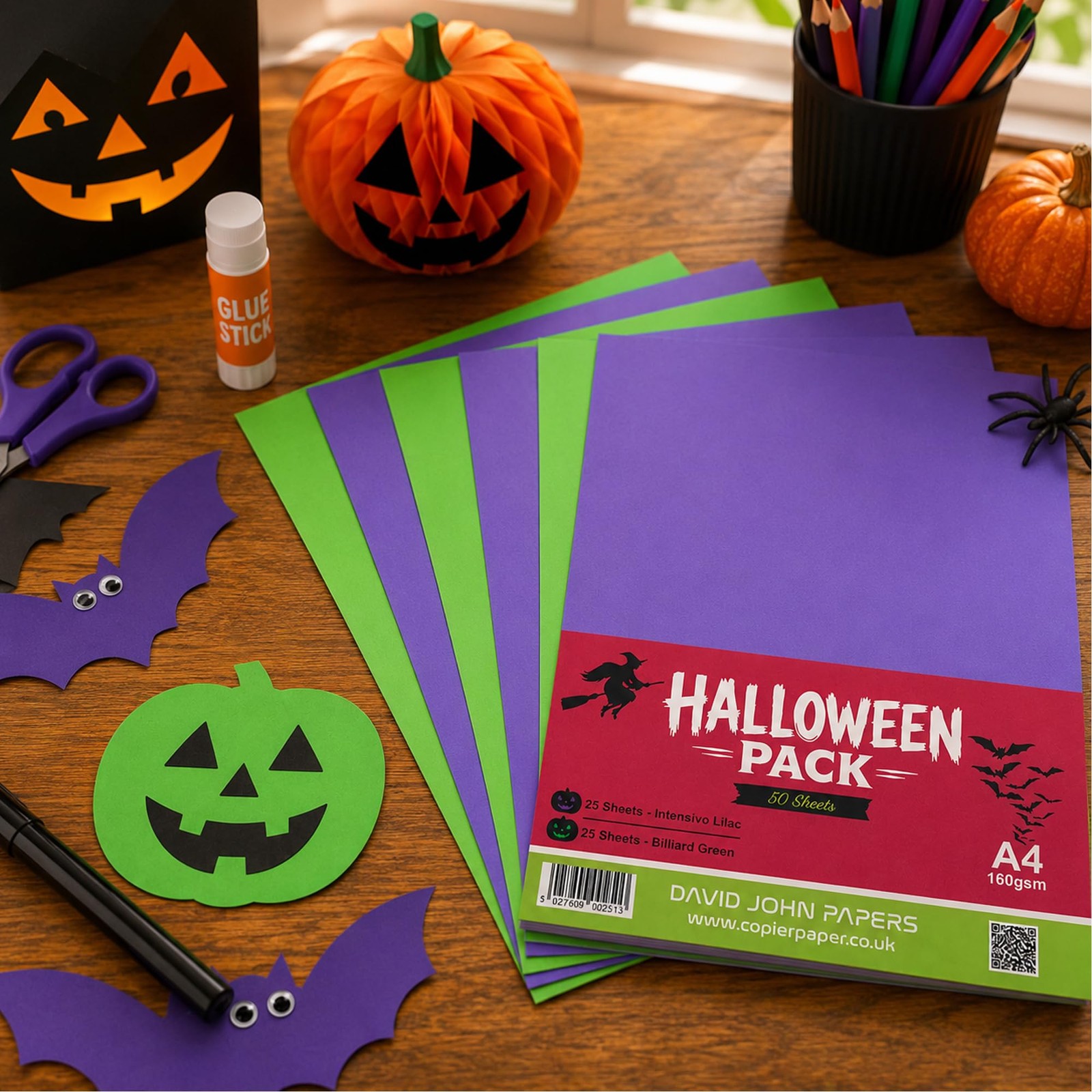 160gsm A4 Halloween Cardboard Box, Purple/Green 50 Sheets, 25 Intense Lilacs and…