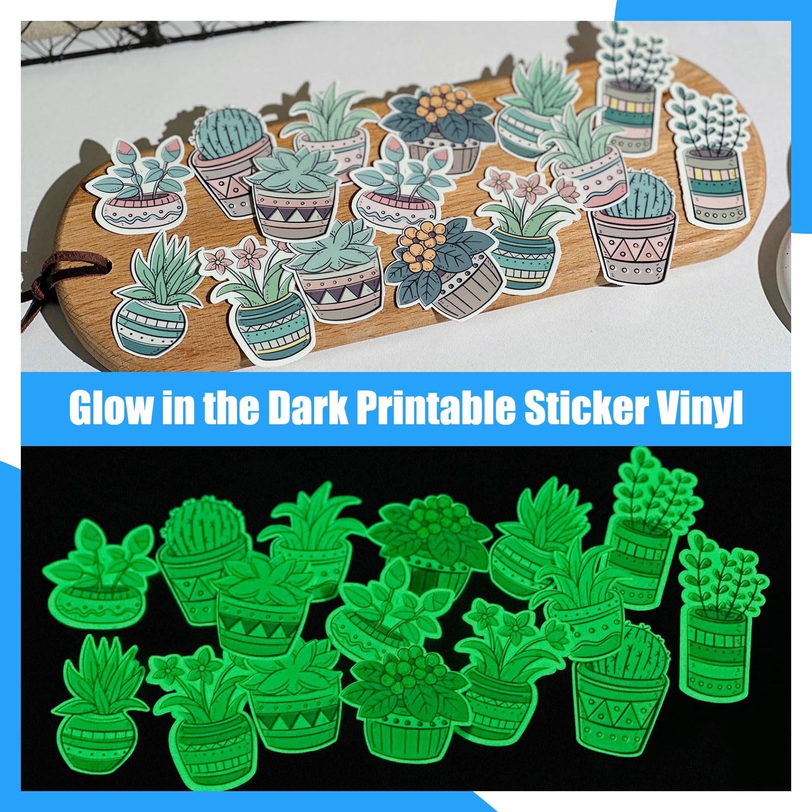 Printable Vinyl Sticker Paper, Glow in the Dark Sticker Paper for Printer, A4…