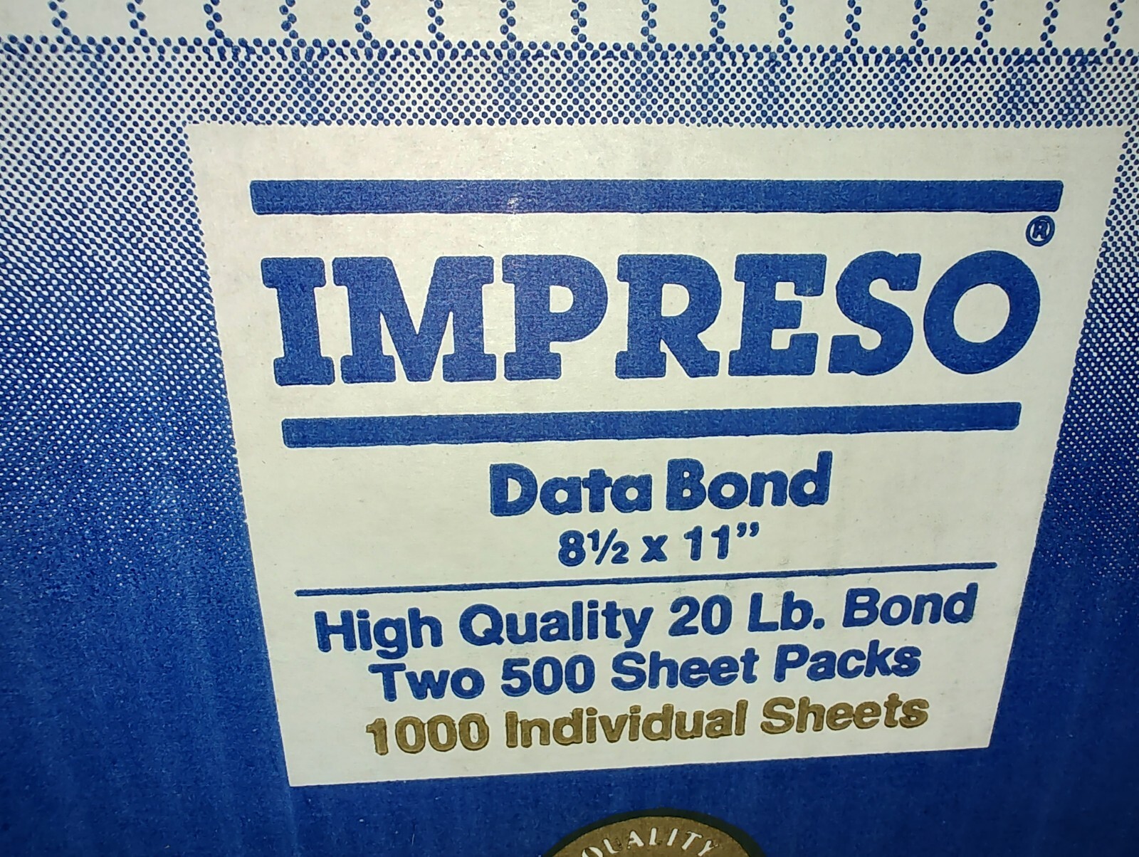 Impresso 1000 Individual Sheet Box Data Bond 8.5″ x 11″ Laser Paper Rare NOS