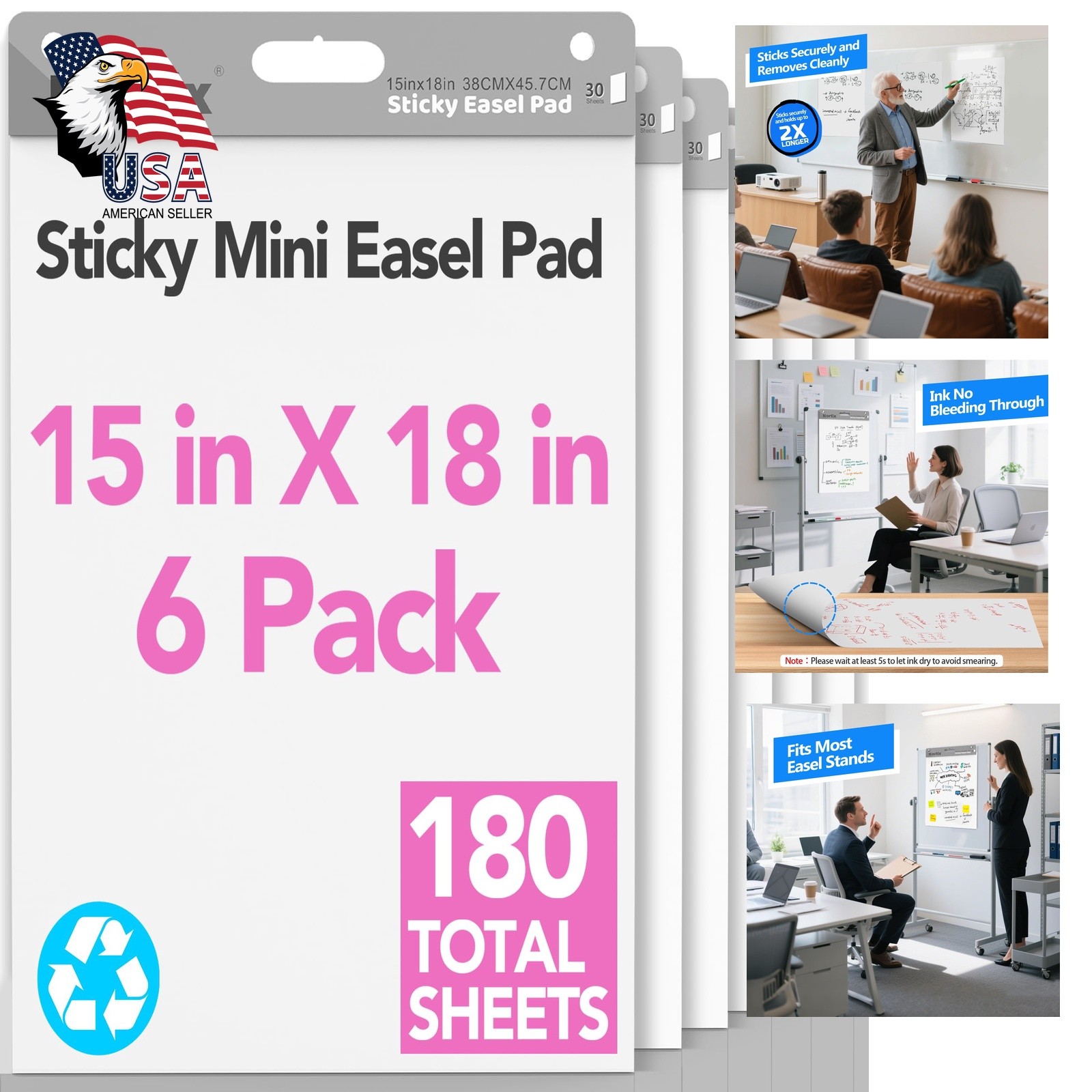 Nortix Flip Chart Paper 15×18 6 Pack Sticky Pad