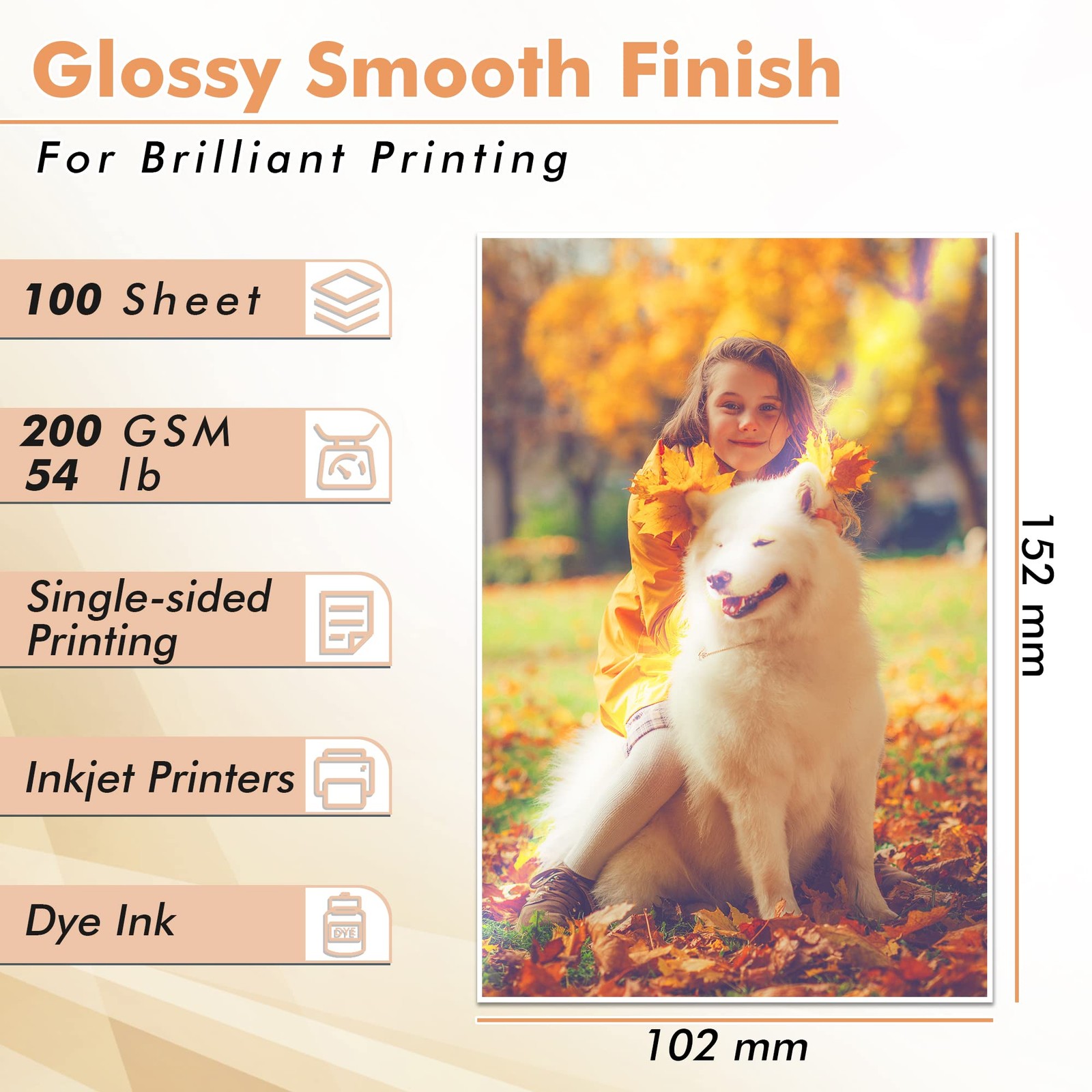 Koala Glossy Photo Paper 4×6 Inch 100 Sheets 54lb 200gsm for Inkjet Printer