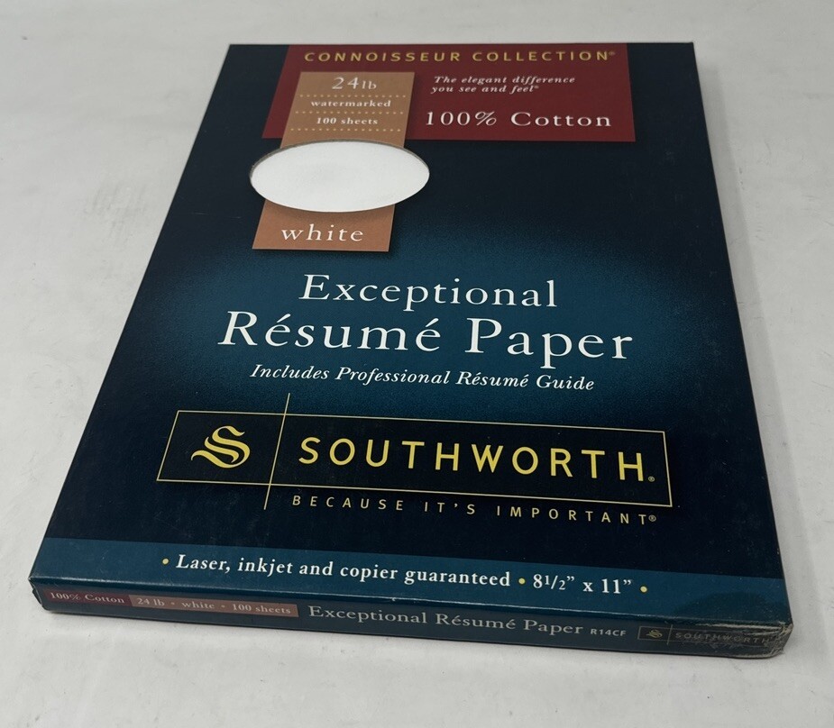 Southworth 100% Cotton Resume Paper Ivory 24 lbs. 8-1/2 x 11 Wove 100/Box R14ICF