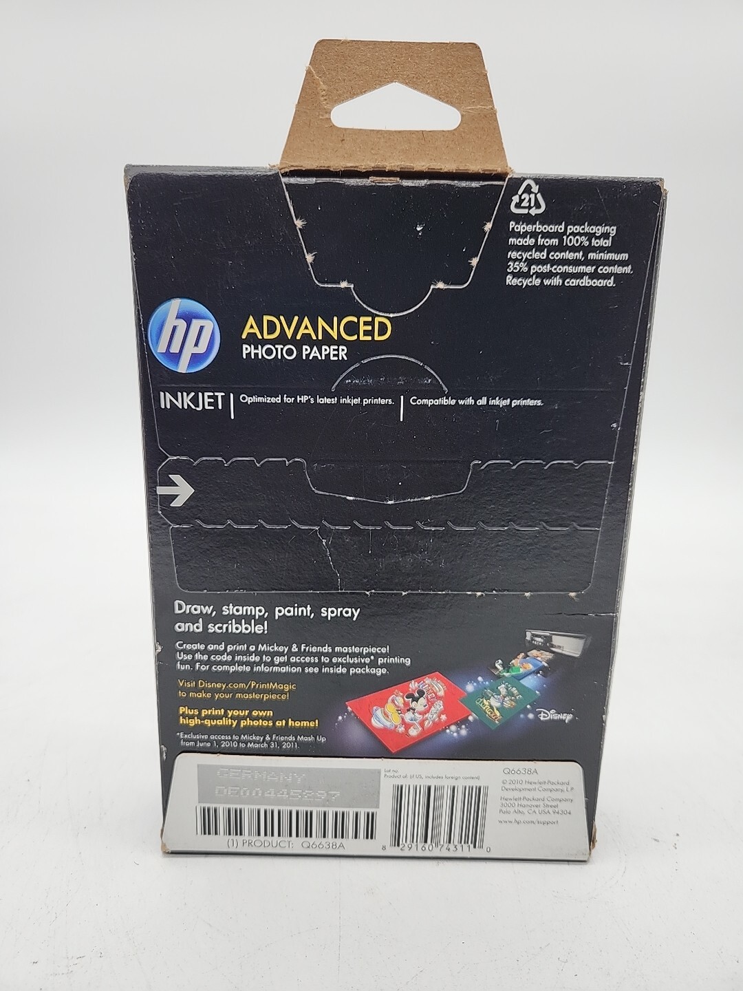 HP Advanced Photo Glossy Q6638A Paper 100 Sheets 4×6 66lb All InkJet Printers