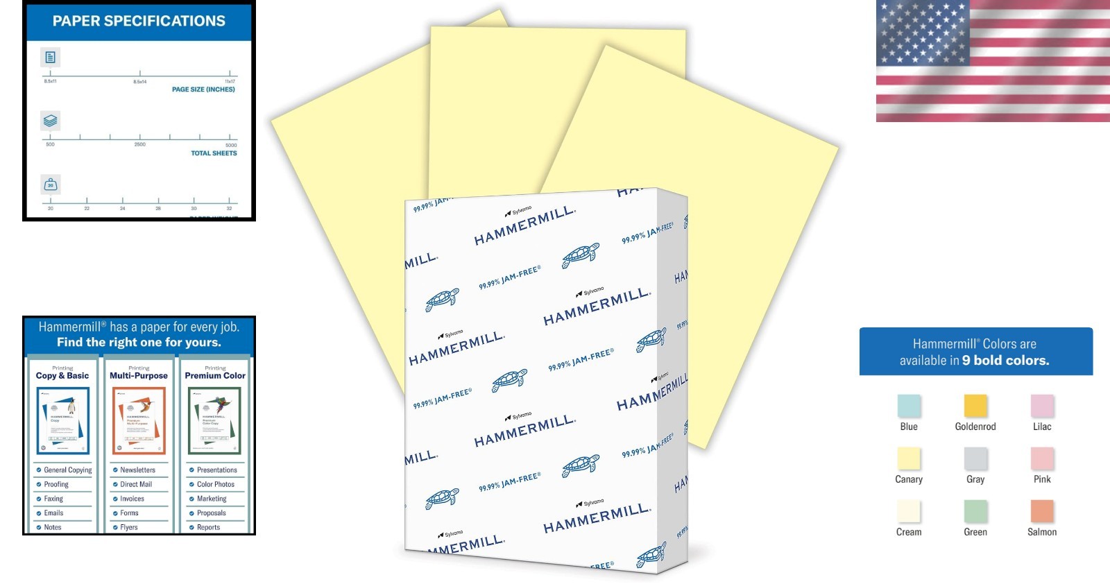 Smooth 20 lb Printed Paper – 500 Sheets of Canary Yellow, Perfect for Projects