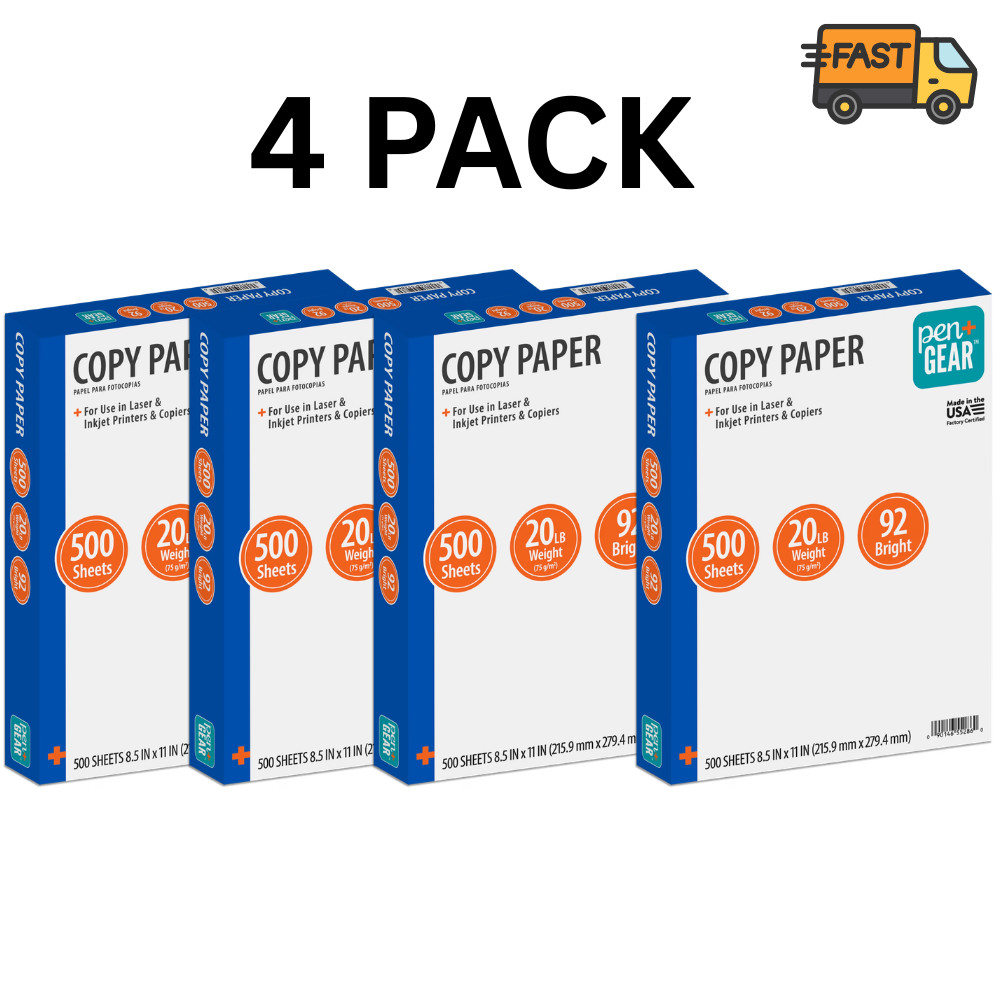 Pen & Gear Printer Copy Paper 8.5×11 92 Bright 20lb 4 Reams 2000 Sheets