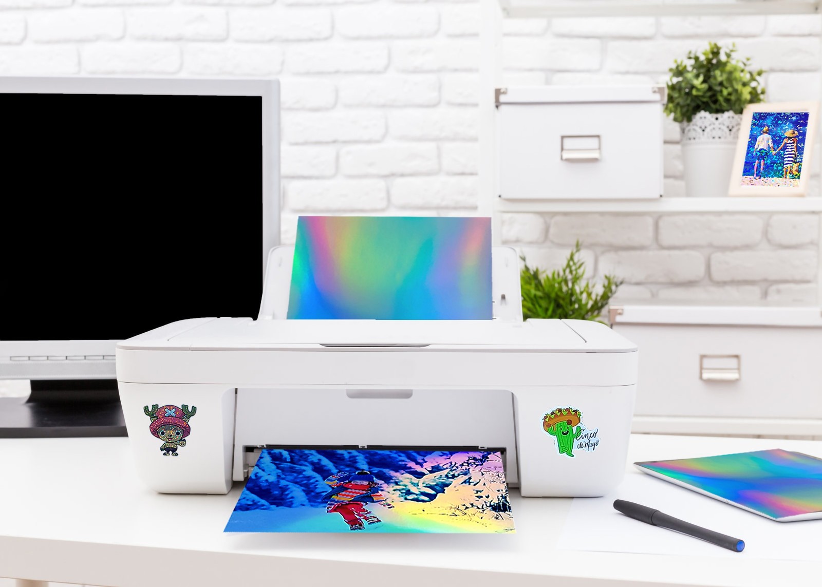 100 Sheets Holographic Printable Sticker Paper 8.5 x 11 inch Waterproof Stick…