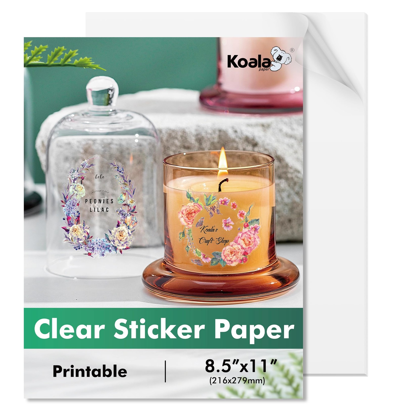 Koala Clear Sticker Paper for Inkjet Printers -Crystal Clear Non-Waterproof G…