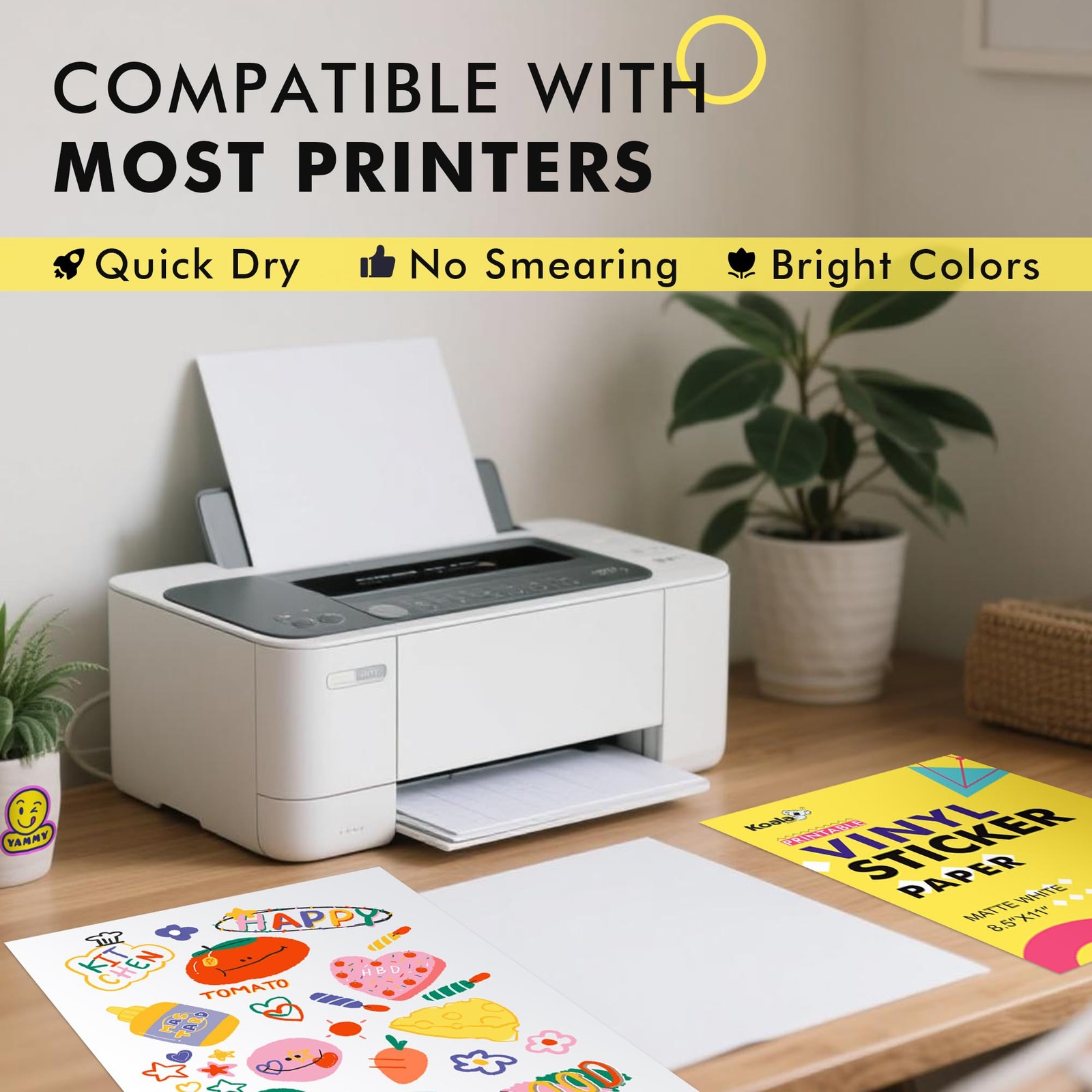 Printable Vinyl Sticker Paper for Inkjet & Laser Printer – 25 Sheets Matte Wh…