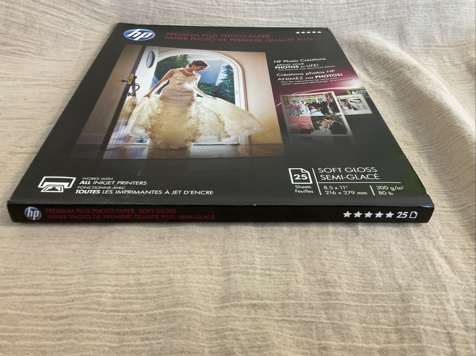 HP Premium Plus Photo Paper, 25 Sheets, Soft-Gloss, 8.5 x 11.25 for Inkjet