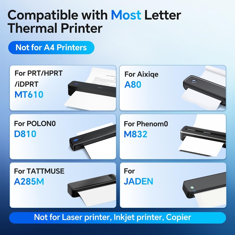 Thermal 8.5 X 11 Letter Thermal Printer 100 Sheets,for PRT9160