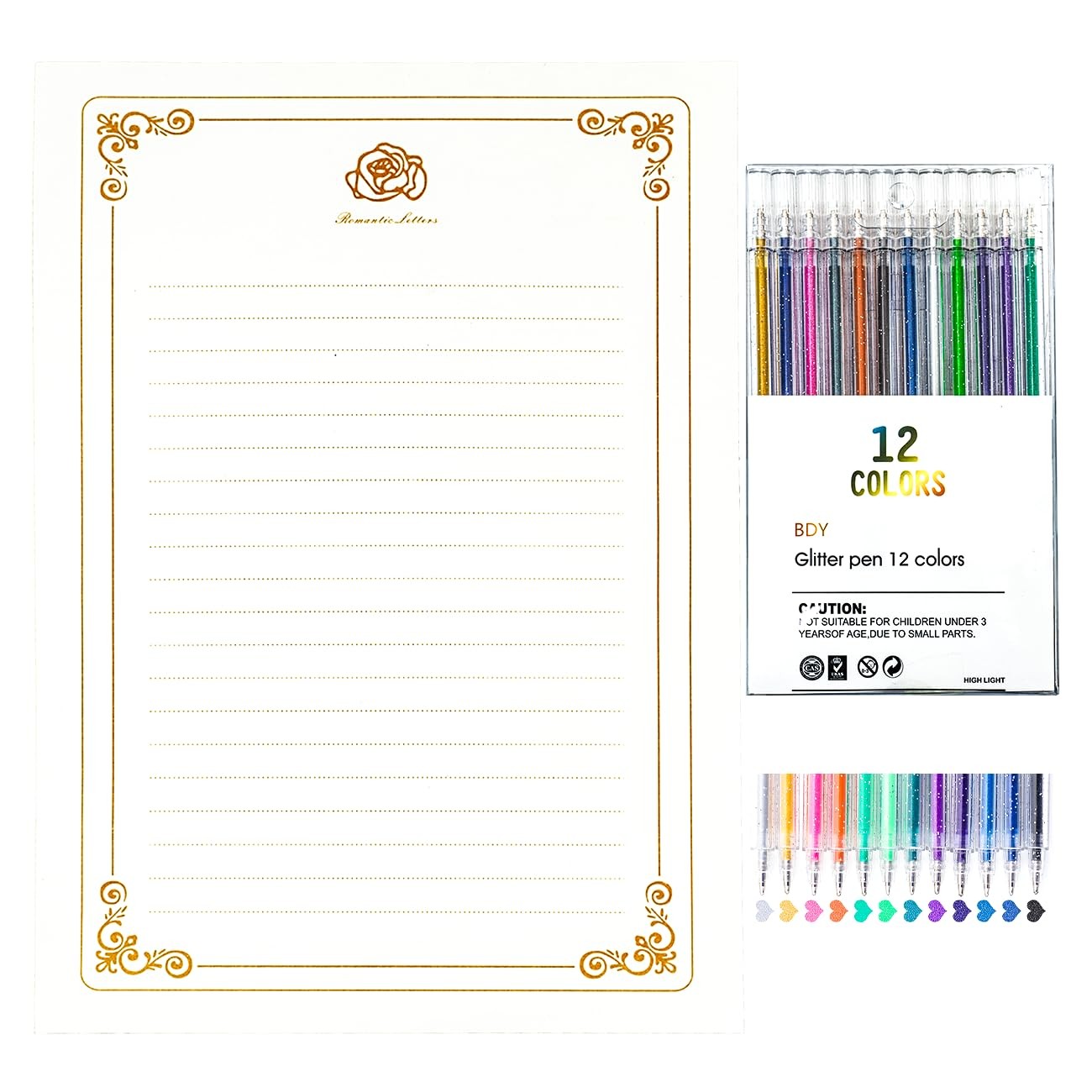 Romantic Littles 62Pcs Rose Gold Letter Writing Stationery Set – 50 A4 Vintag…