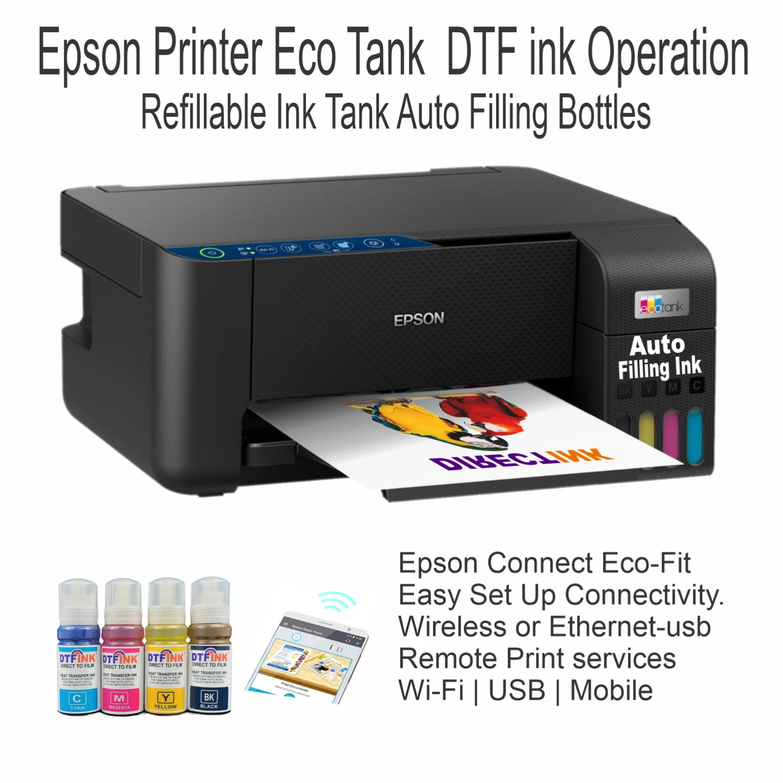 Epson Printer with DTF ink plus Heat Press 12″x15″ T-Shirt Maker Bundle