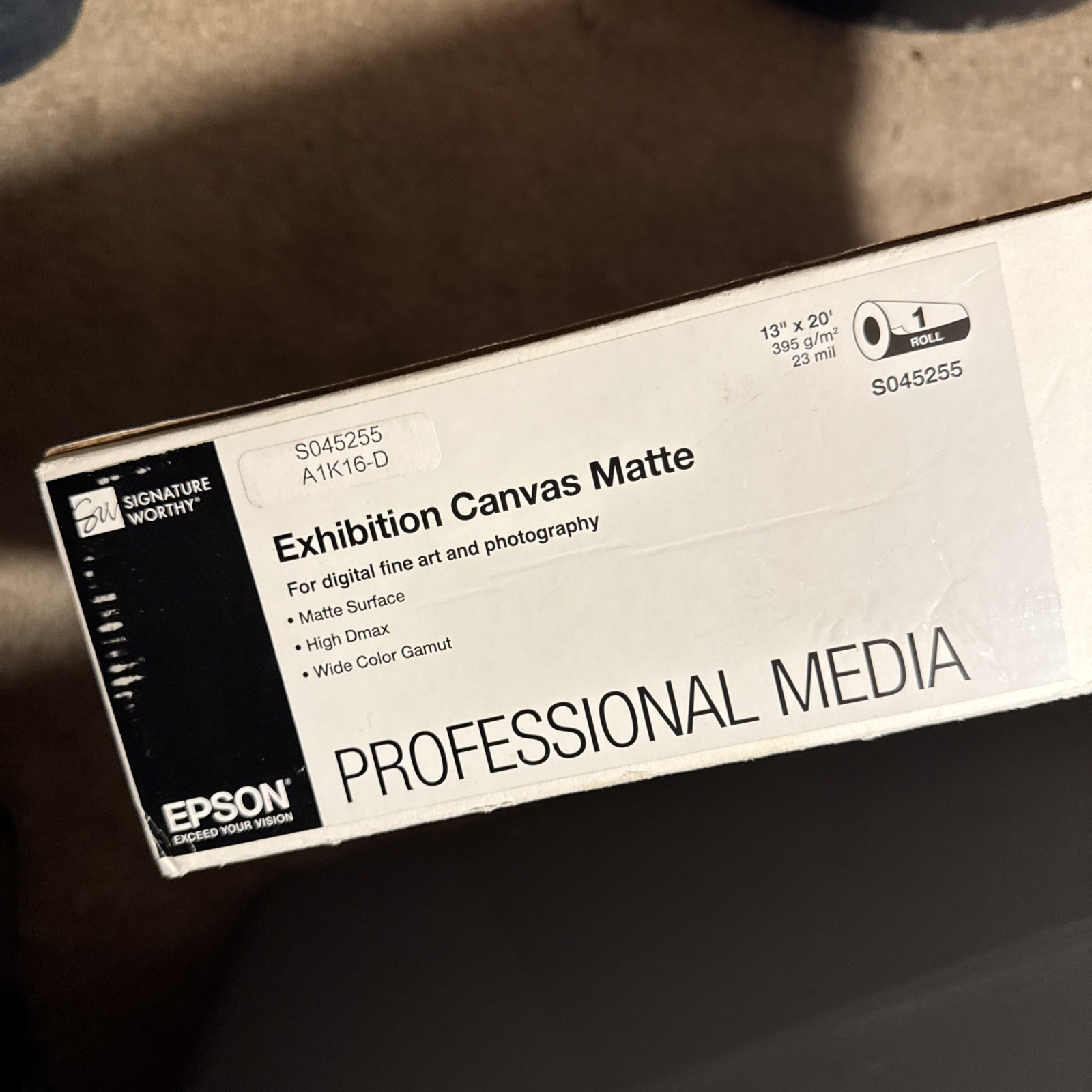 Epson S045255 Exhibition Canvas Matte Archival Inkjet Paper (13″ x 20′ Roll)