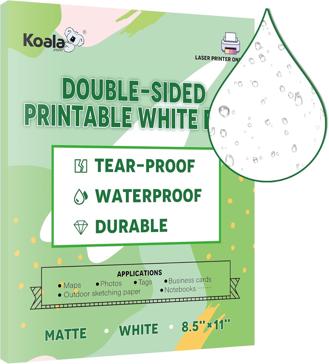 Waterproof Paper for Laser Printer, Tearproof Printer Paper, Matte Doub…