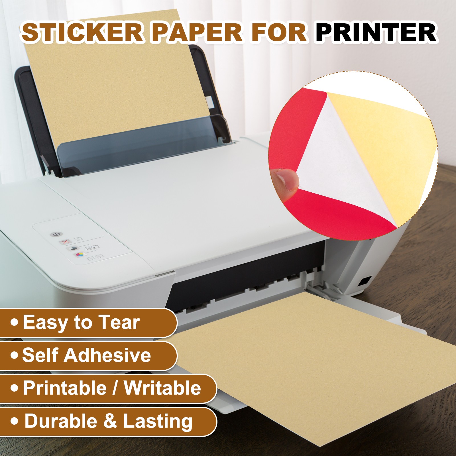 30 Sheets Printable Self Adhesive Sticker Paper for Inkjet Printer, Red