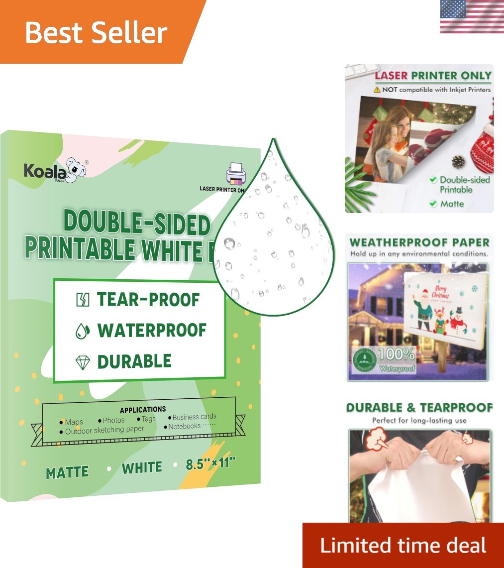 Koala Waterproof Paper for Laser Printer, Tearproof Printer Paper, Matte Doub…
