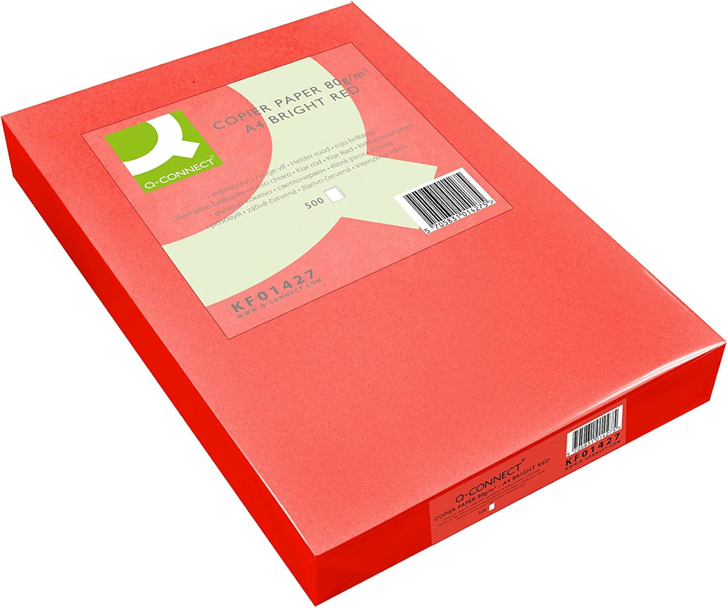 Bright Red Coloured A4 Copier Paper 80Gsm Ream (Pack of 500) KF01427