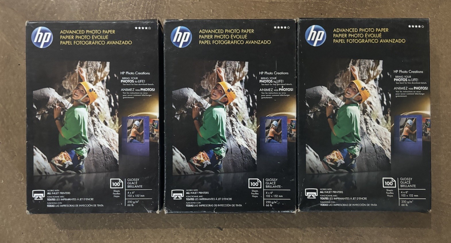 x3 HP Advanced Photo Paper, 300 Total Sheets, White Glossy, Inkjet 4×6 in, 100