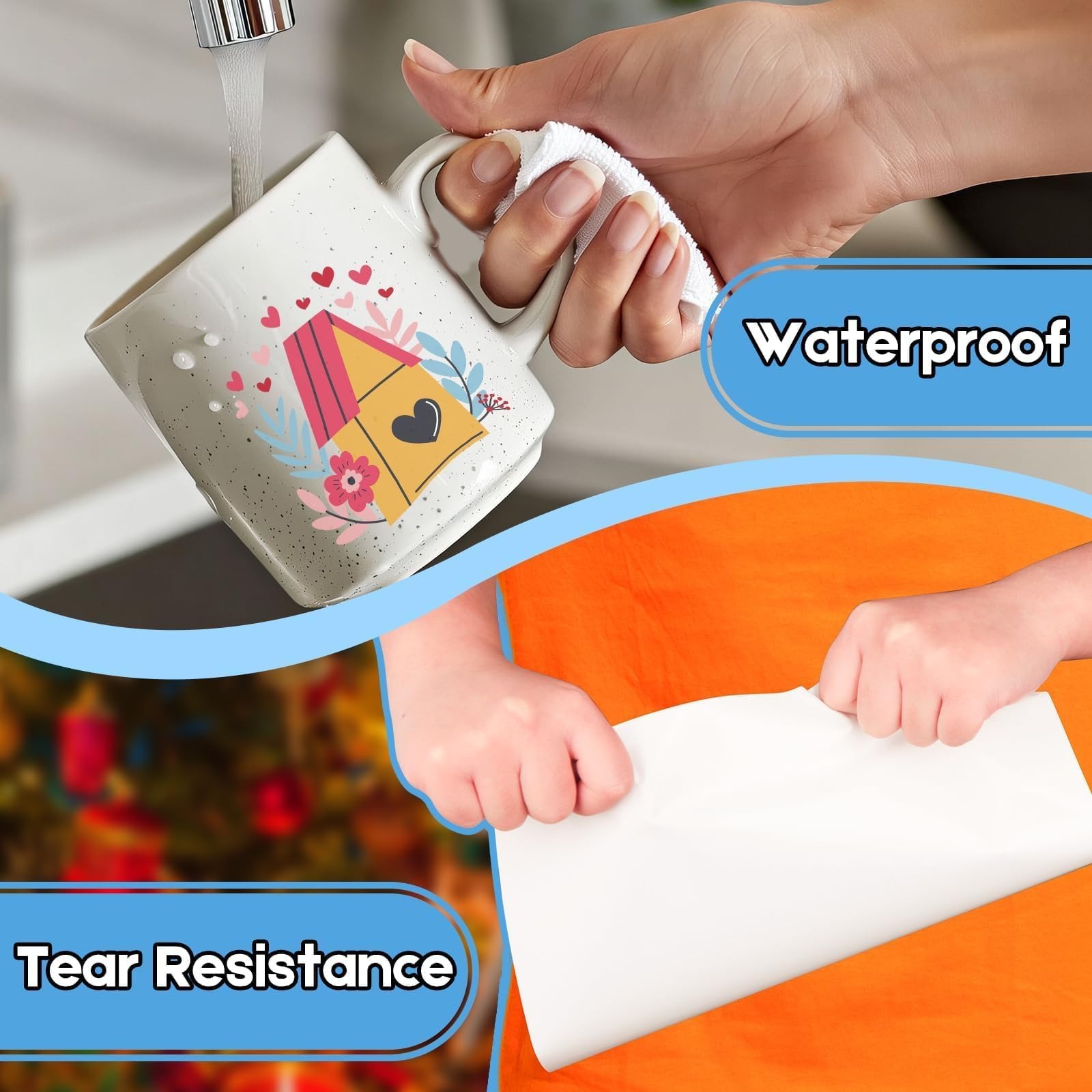 30 Sheets Printable Clear Vinyl Sticker Paper for Inkjet Printers, Transparen…