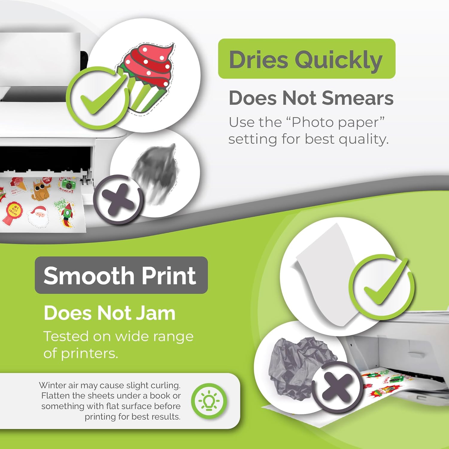 Premium Printable Vinyl Sticker Paper for Inkjet Printer – 34 Sheets Self-Adhesi