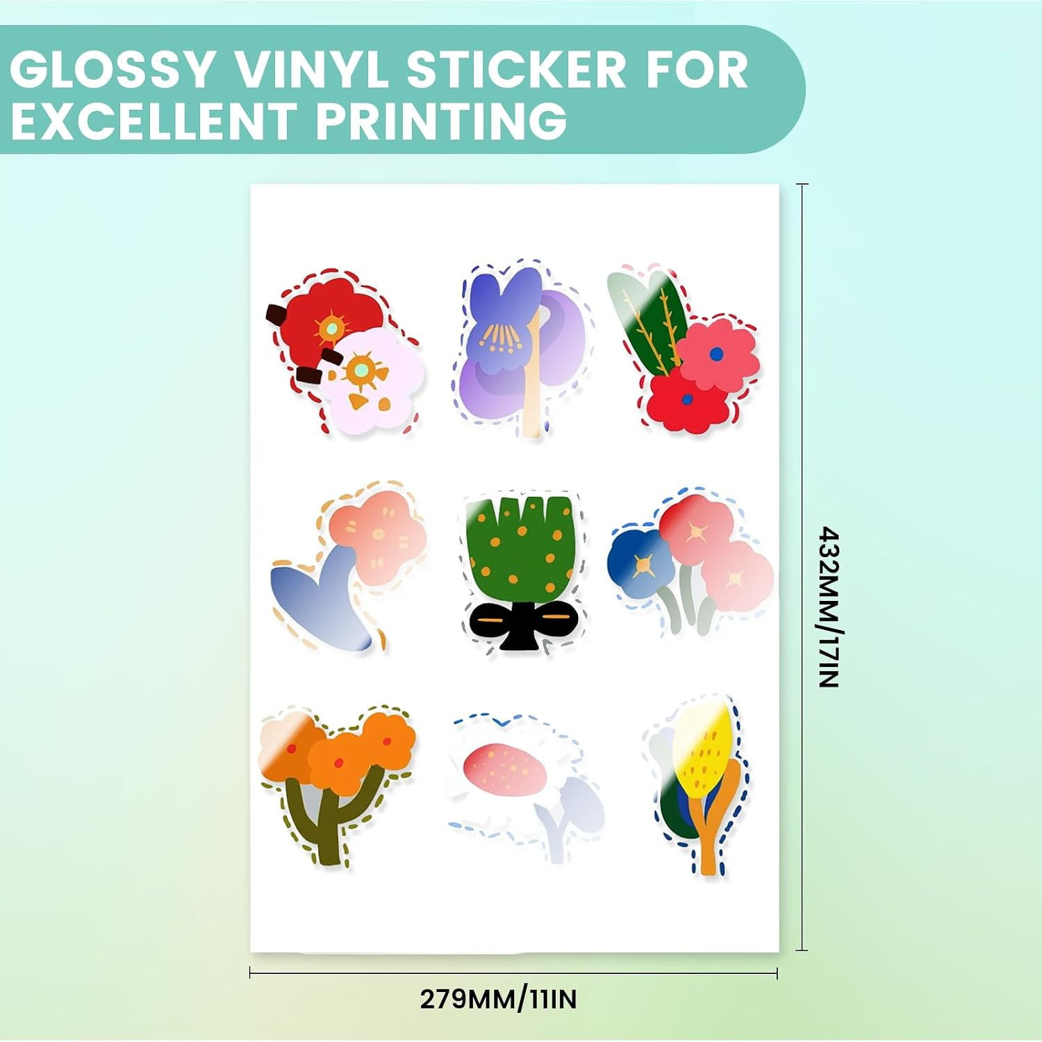 Uinkit 10 Sheets Premium Glossy Printable Vinyl Sticker Paper for Inkjet & Laser