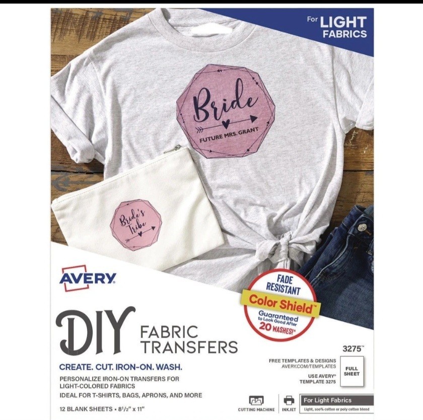 Avery 3275 8.5″ x 11″ Fabric Transfers – White (12/PK) New