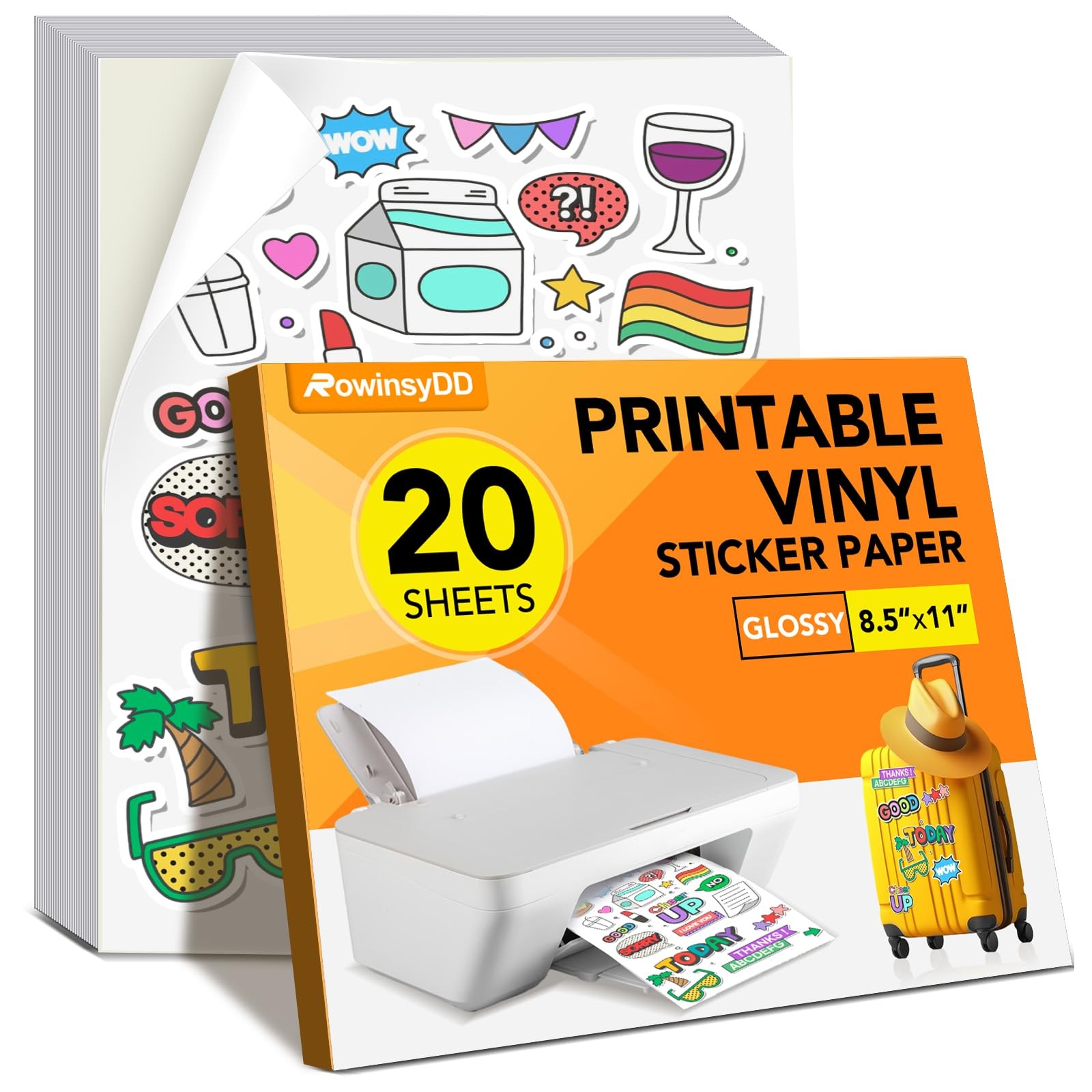 20 PCS Sticker Paper for Inkjet Printer, Printable Vinyl Sticker Paper Dries …