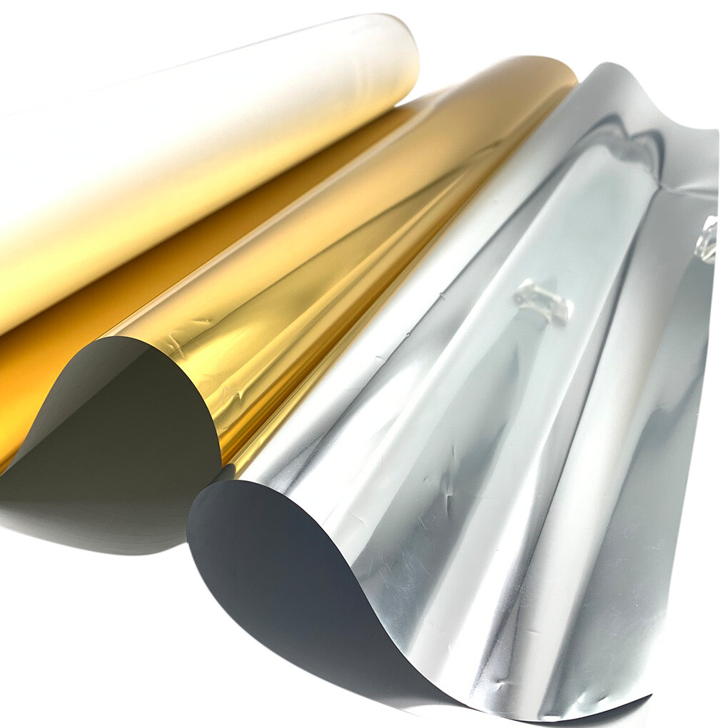 24in x 328ft DTF Gold/Silver Foil Film Roll Cold Peel Transfer Film For Printing