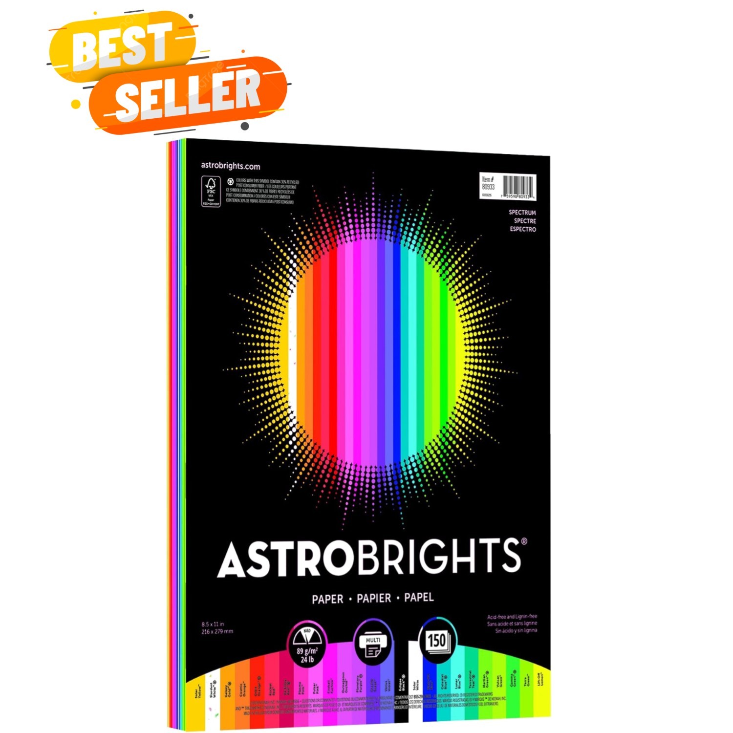 Astrobrights 25-Color Paper Assortment, 8.5”x11”, 150 Sheets – Vibrant & Eco-…