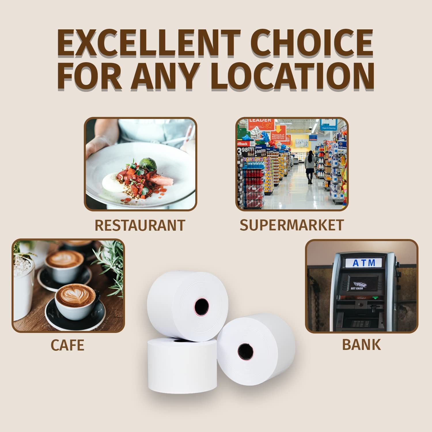 Gorilla Supply 2 1/4 in x 150 ft Bond Paper Rolls, 2.25″ x 150′ Adding white