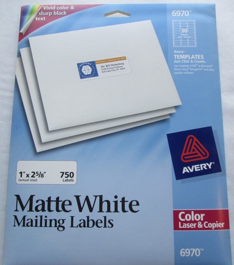 #6970 AVERY MATTE WHITE MAILING ADDRESS LABELS 750 LASER COPIER FREE SHIPPING US