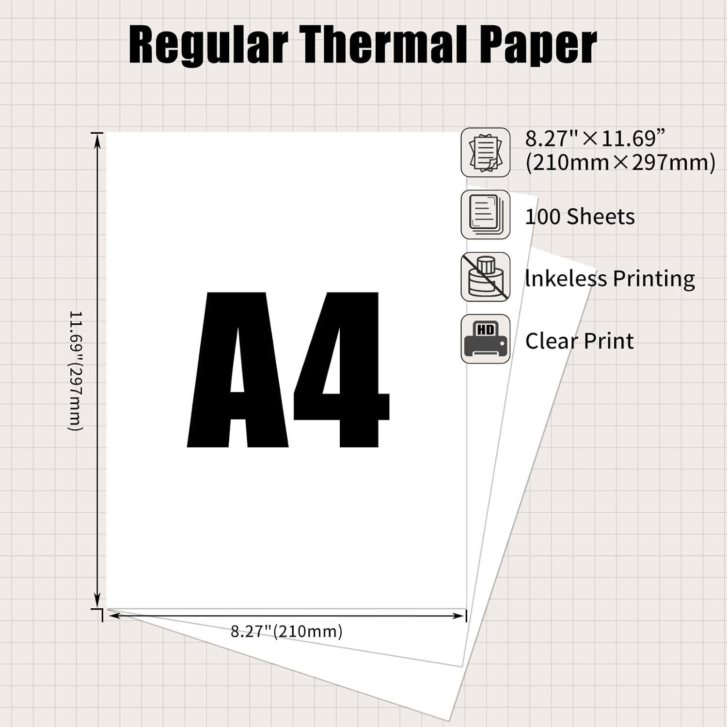 Phomemo A4 Thermal Paper, Printer Paper 8.26 x 11.69 Size, white