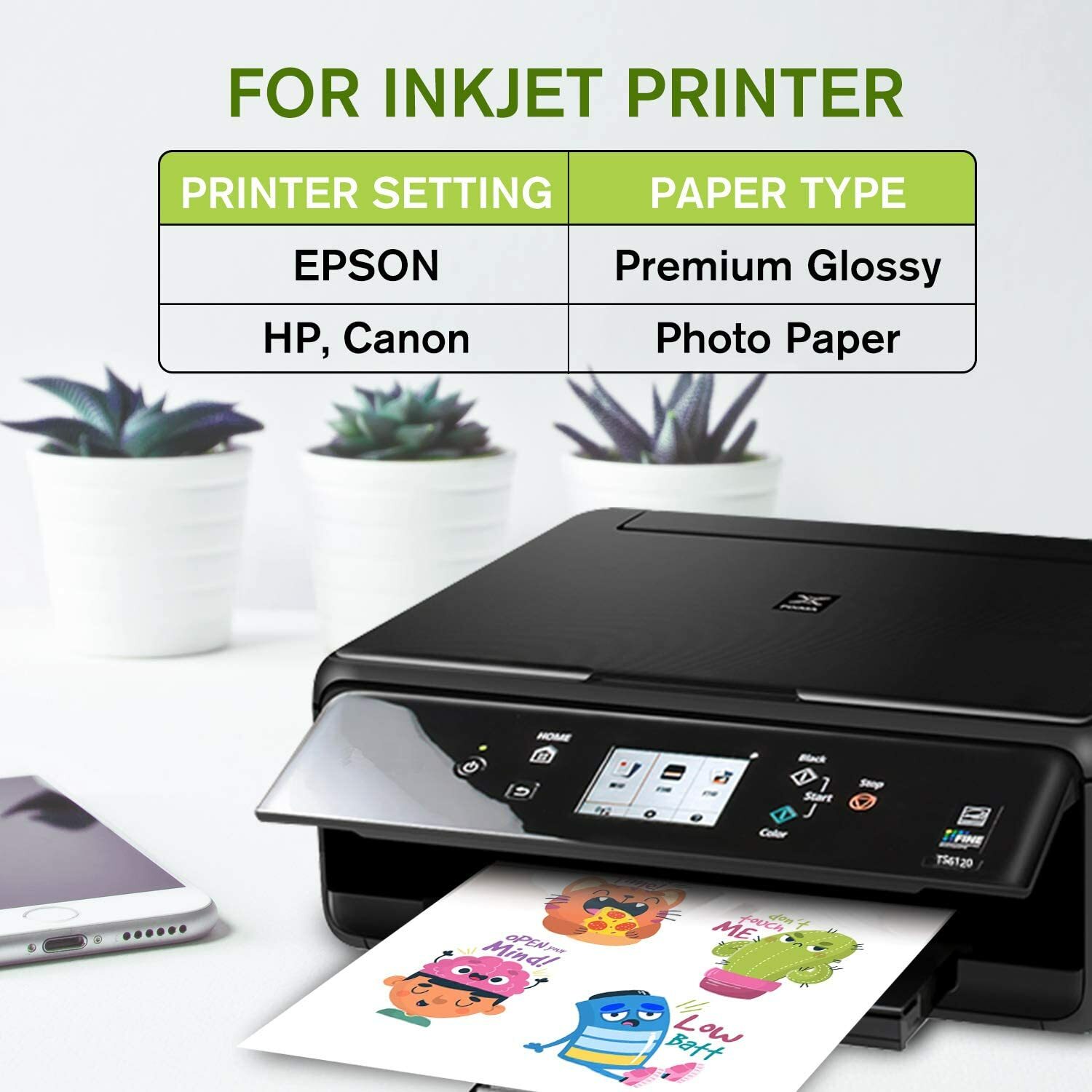 1000PK Bulk A-SUB Printable Vinyl Sticker Paper GLOSSY White Inkjet Printers