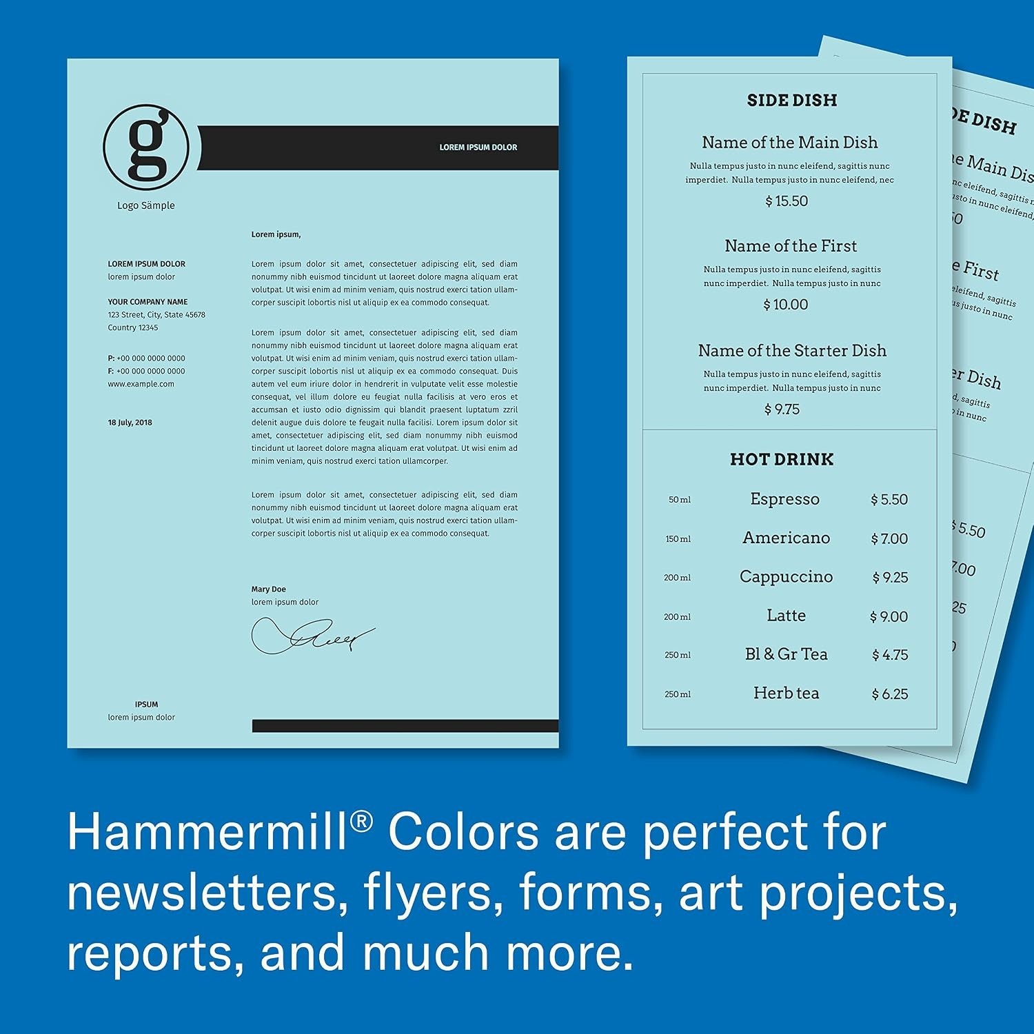 24 lb Blue Printer Paper – Smooth 8.5×11 | Eco-Friendly 500 Sheets
