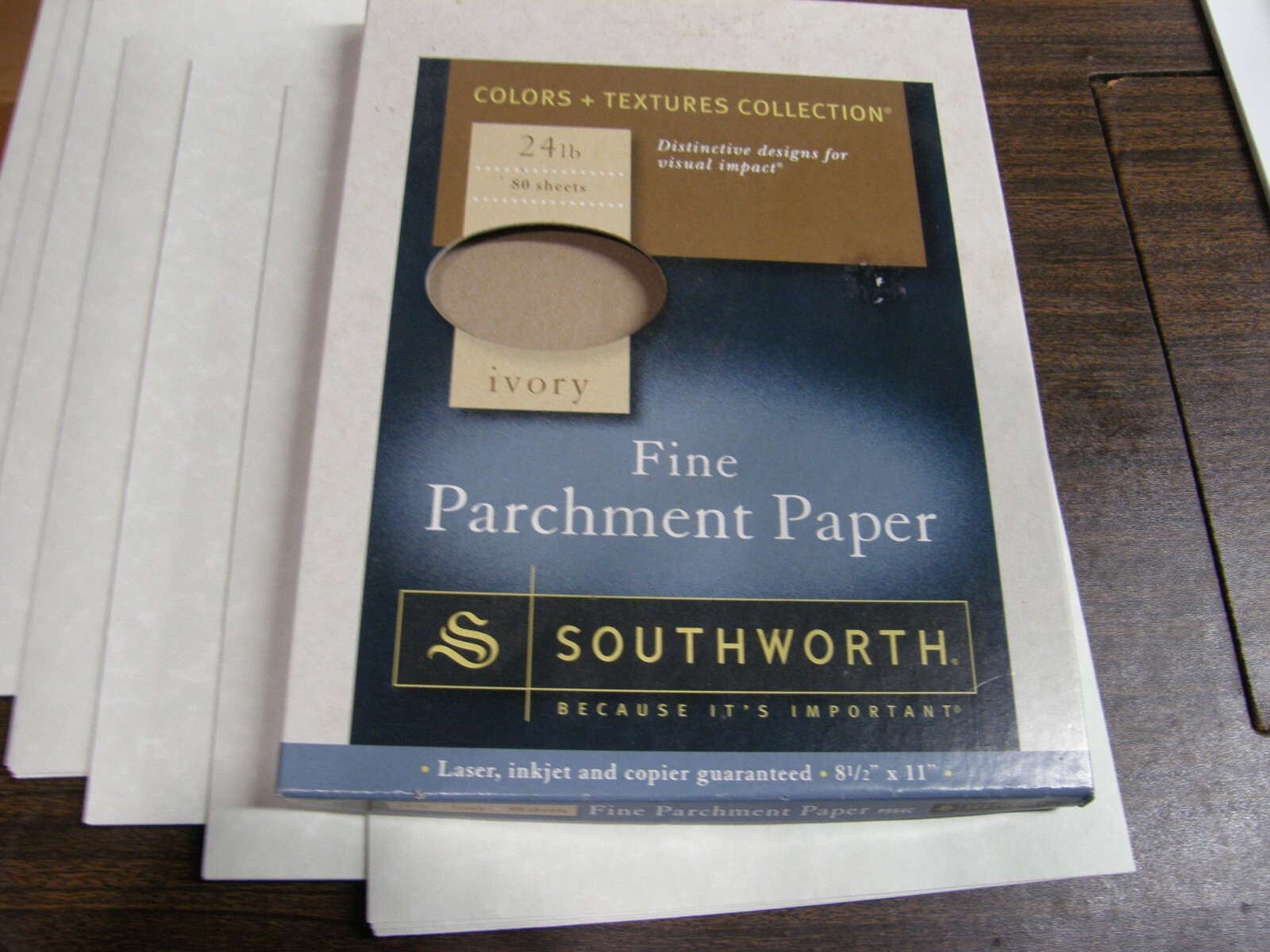 9656) Southworth Fine Parchment Paper Ivory 24lb 8 1/2 x 11″ OPEN BOX 67 SHEETS