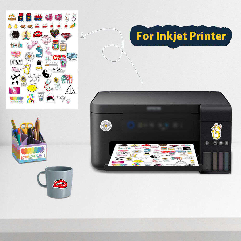 Vinyl Sticker Paper Glossy Matte Clear Waterproof Printable Inkjet Laser Printer