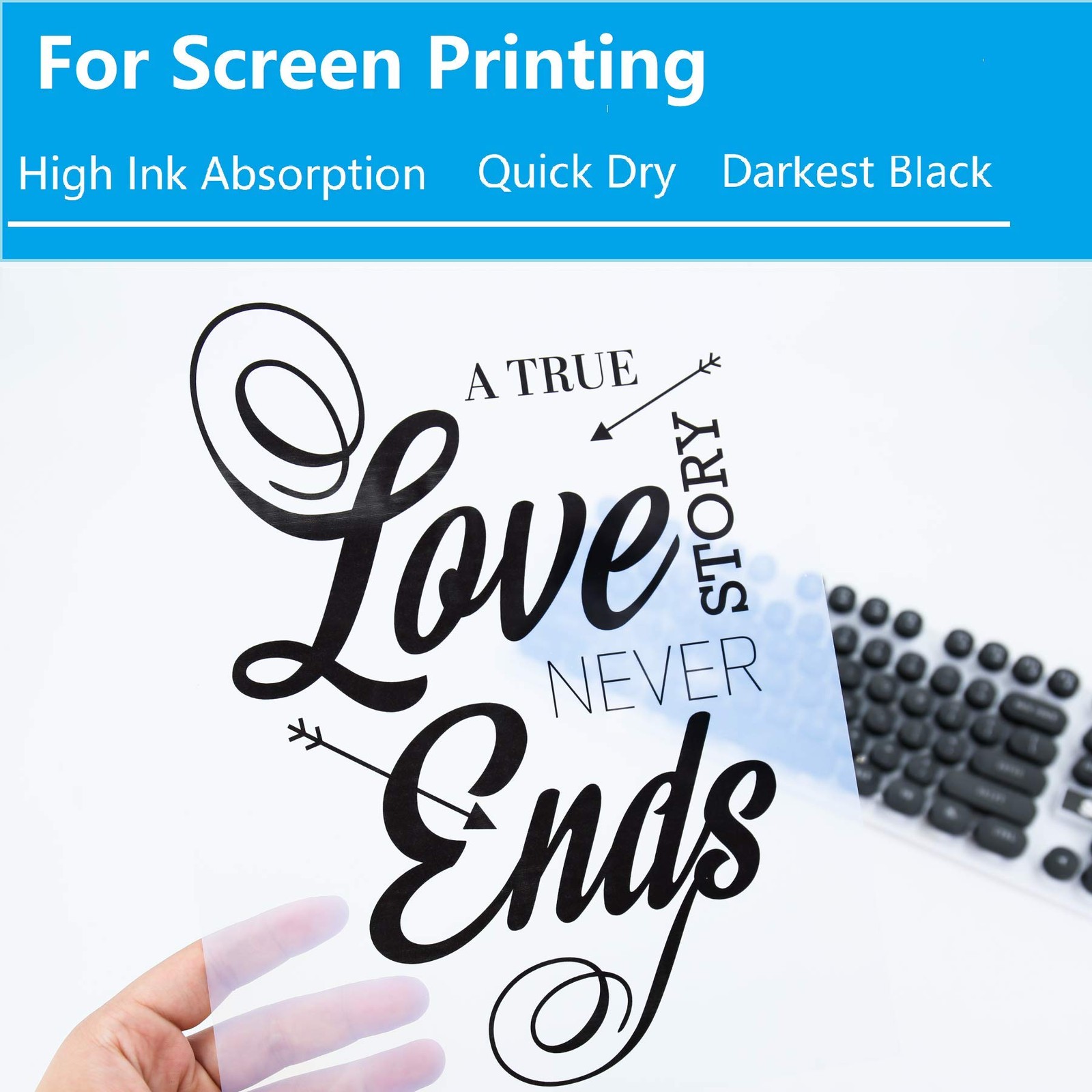 8.5×11 Inch Waterproof Inkjet Transparency Film for Silk Screen Printing 100 …